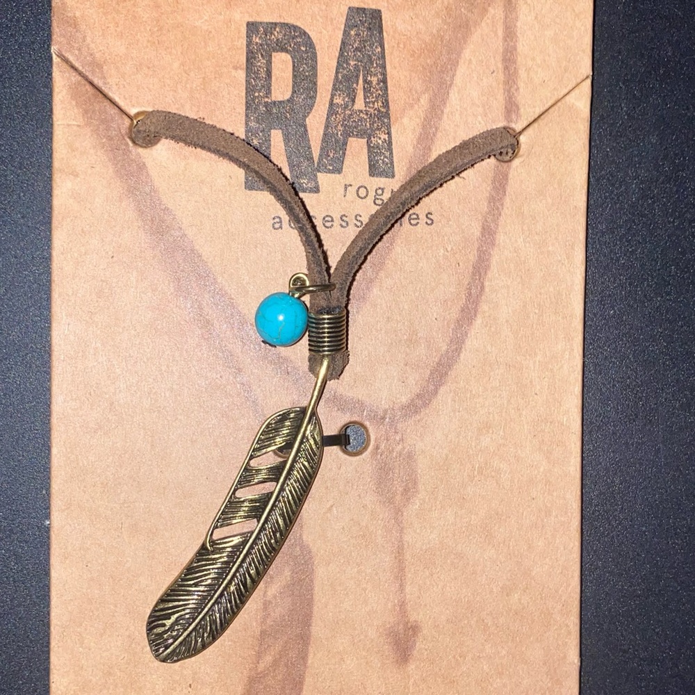 RA Rogue Accessories feather leather cord necklace
